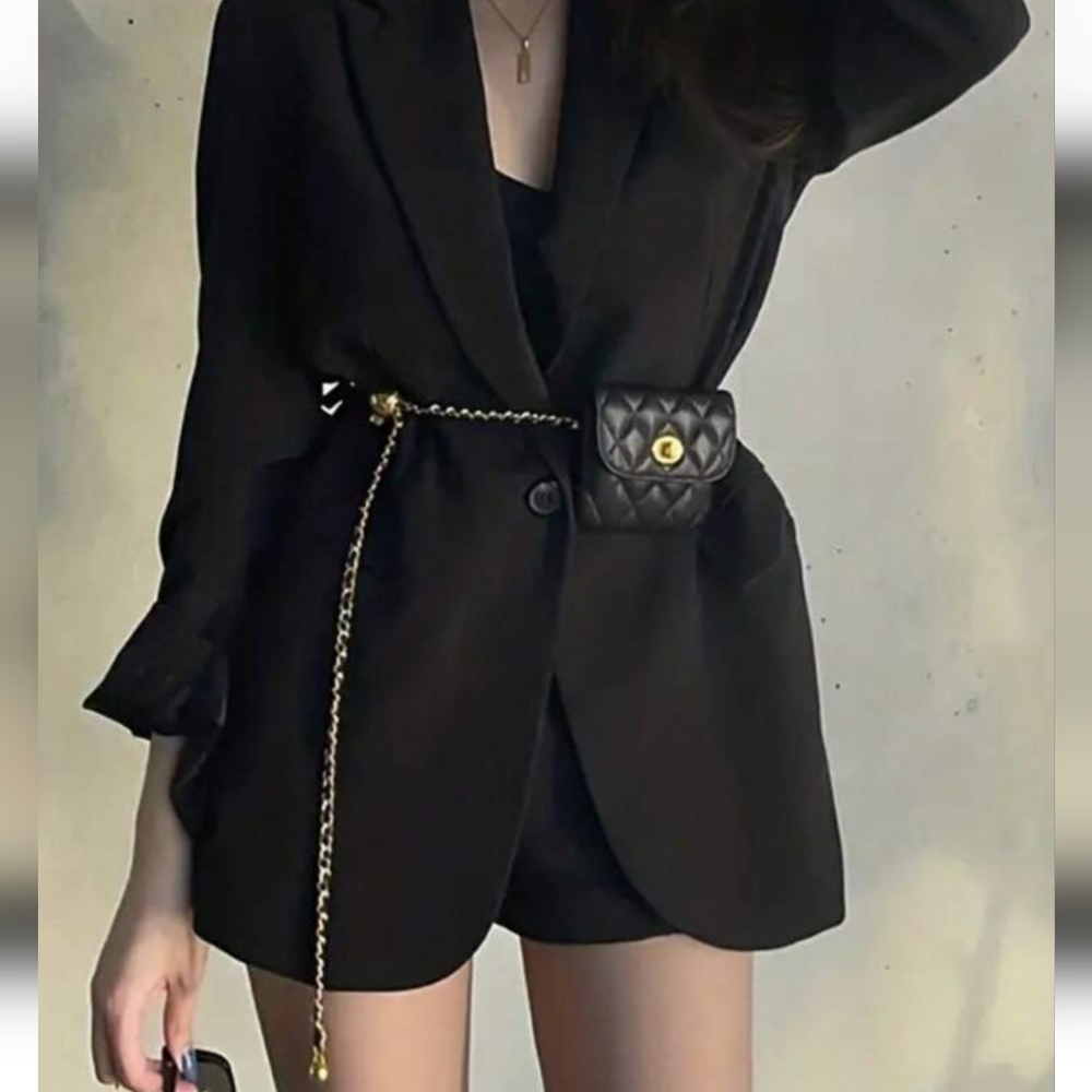 Chain Belt with Mini Quilted Purse